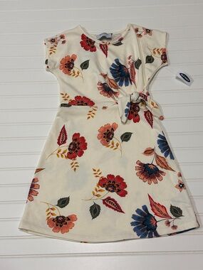 Old Navy Cream Floral Knot-Front Dress